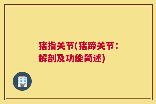 猪指关节(猪蹄关节：解剖及功能简述)