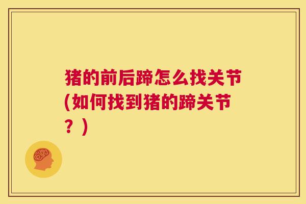 猪的前后蹄怎么找关节(如何找到猪的蹄关节？)