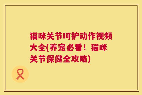 猫咪关节呵护动作视频大全(养宠必看！猫咪关节保健全攻略)