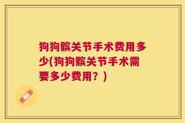 狗狗髌关节手术费用多少(狗狗髌关节手术需要多少费用？)