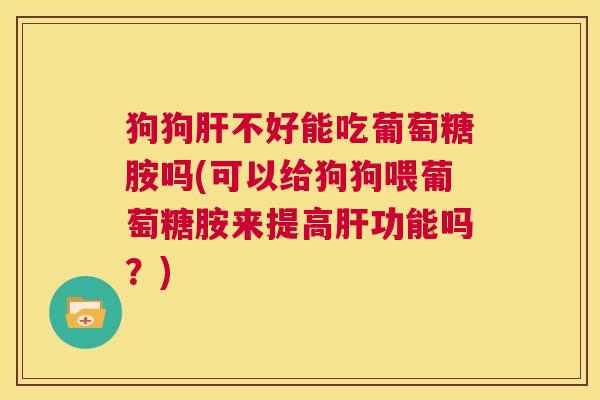 狗狗肝不好能吃葡萄糖胺吗(可以给狗狗喂葡萄糖胺来提高肝功能吗？)