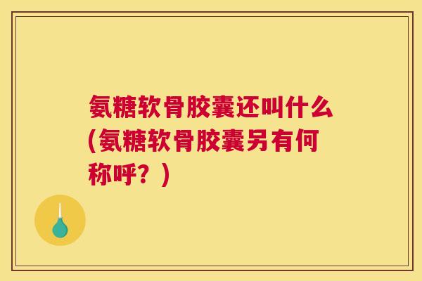 氨糖软骨胶囊还叫什么(氨糖软骨胶囊另有何称呼？)