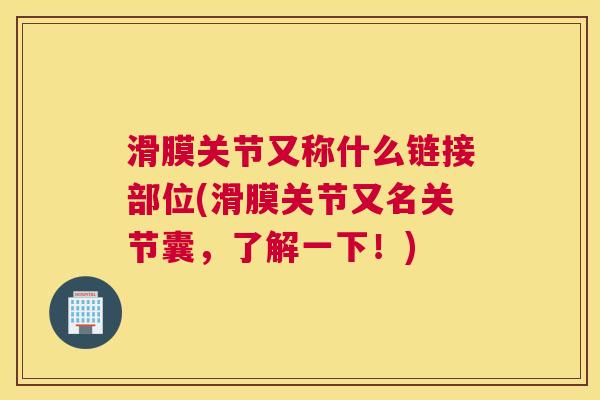 滑膜关节又称什么链接部位(滑膜关节又名关节囊，了解一下！)