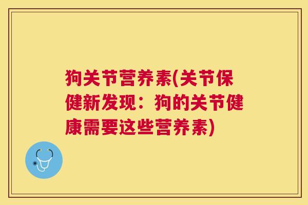 狗关节营养素(关节保健新发现：狗的关节健康需要这些营养素)