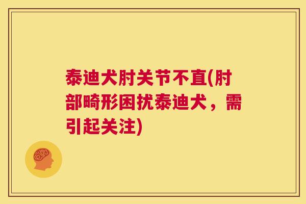 泰迪犬肘关节不直(肘部畸形困扰泰迪犬，需引起关注)