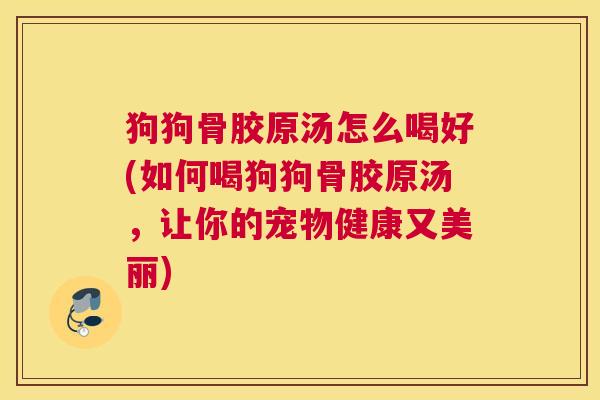狗狗骨胶原汤怎么喝好(如何喝狗狗骨胶原汤，让你的宠物健康又美丽)