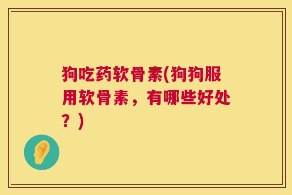 狗吃药软骨素(狗狗服用软骨素，有哪些好处？)