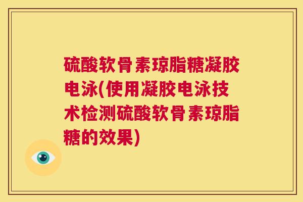 硫酸软骨素琼脂糖凝胶电泳(使用凝胶电泳技术检测硫酸软骨素琼脂糖的效果)