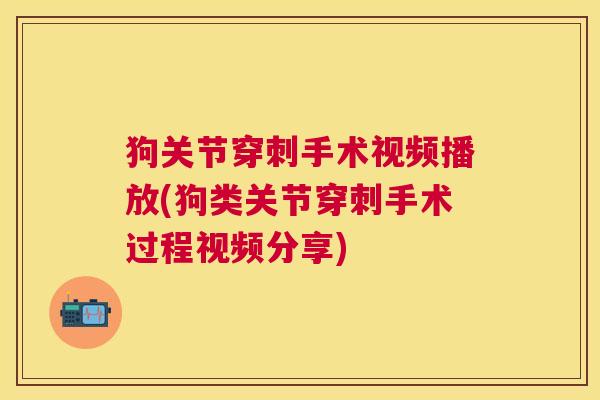 狗关节穿刺手术视频播放(狗类关节穿刺手术过程视频分享)