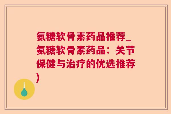氨糖软骨素药品推荐_氨糖软骨素药品：关节保健与治疗的优选推荐)