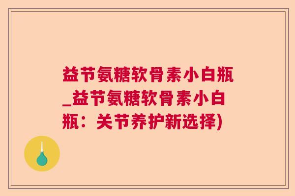 益节氨糖软骨素小白瓶_益节氨糖软骨素小白瓶：关节养护新选择)