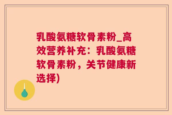 乳酸氨糖软骨素粉_高效营养补充：乳酸氨糖软骨素粉，关节健康新选择)