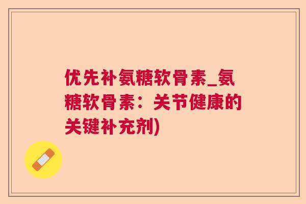 优先补氨糖软骨素_氨糖软骨素：关节健康的关键补充剂)