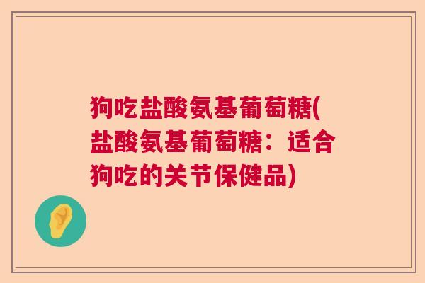 狗吃盐酸氨基葡萄糖(盐酸氨基葡萄糖：适合狗吃的关节保健品)