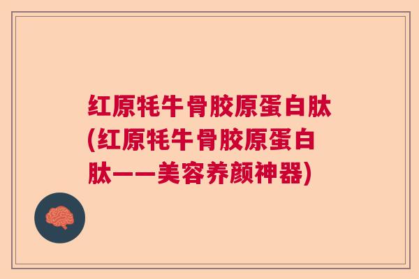 红原牦牛骨胶原蛋白肽(红原牦牛骨胶原蛋白肽——美容养颜神器)