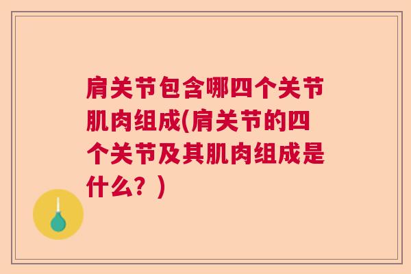 肩关节包含哪四个关节肌肉组成(肩关节的四个关节及其肌肉组成是什么？)