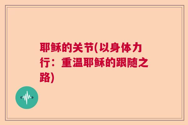 耶稣的关节(以身体力行：重温耶稣的跟随之路)