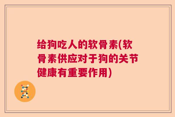 给狗吃人的软骨素(软骨素供应对于狗的关节健康有重要作用)