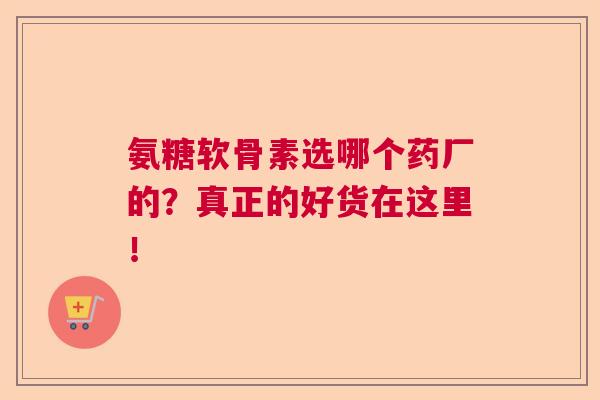 氨糖软骨素选哪个药厂的?真正的好货在这里!