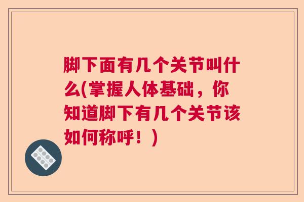 脚下面有几个关节叫什么(掌握人体基础，你知道脚下有几个关节该如何称呼！)