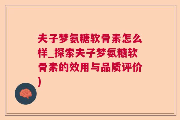 夫子梦氨糖软骨素怎么样_探索夫子梦氨糖软骨素的效用与品质评价)