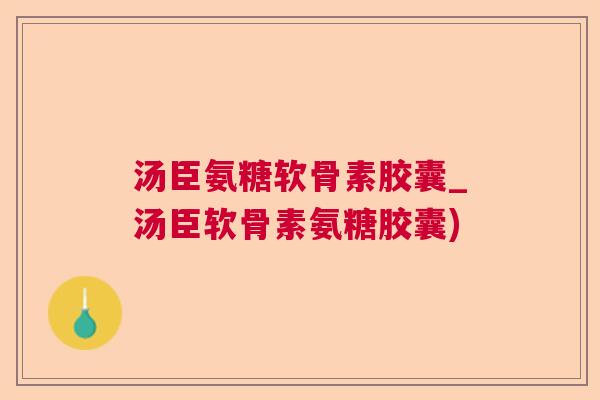 汤臣氨糖软骨素胶囊_汤臣软骨素氨糖胶囊)