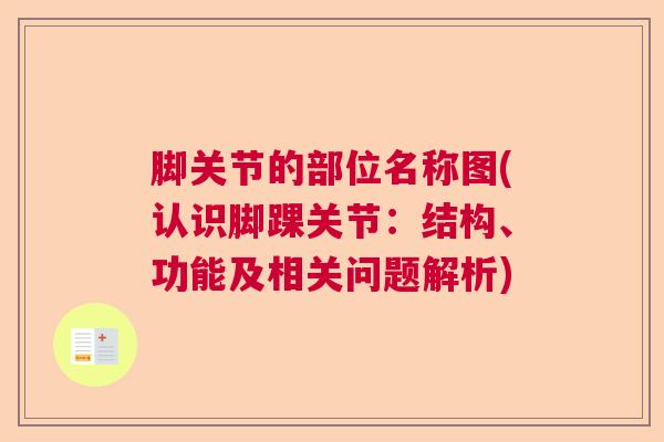 脚关节的部位名称图(认识脚踝关节：结构、功能及相关问题解析)