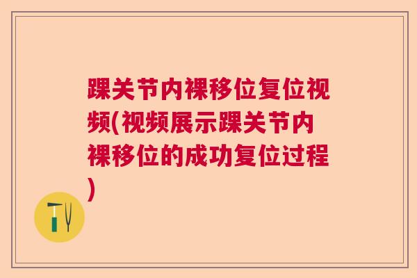 踝关节内裸移位复位视频(视频展示踝关节内裸移位的成功复位过程)
