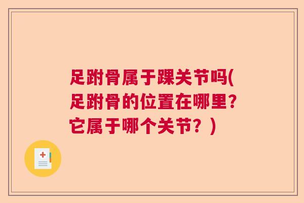 足跗骨属于踝关节吗(足跗骨的位置在哪里？它属于哪个关节？)
