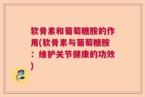 软骨素和葡萄糖胺的作用(软骨素与葡萄糖胺：维护关节健康的功效)