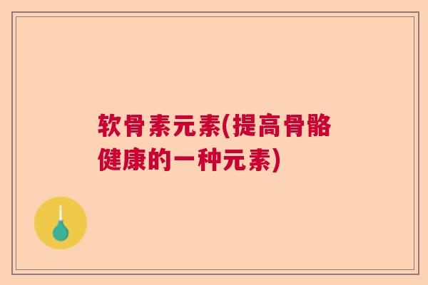 软骨素元素(提高骨骼健康的一种元素)