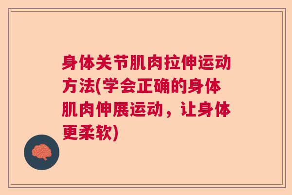 身体关节肌肉拉伸运动方法(学会正确的身体肌肉伸展运动，让身体更柔软)
