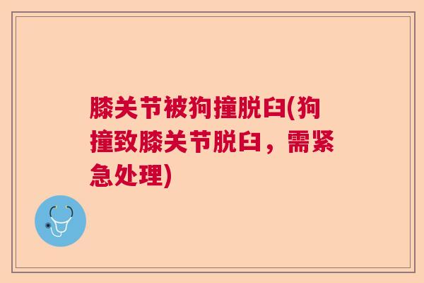 膝关节被狗撞脱臼(狗撞致膝关节脱臼,需紧急处理) 膝关节被狗撞脱臼(狗撞致膝关节脱臼,需紧急处理)