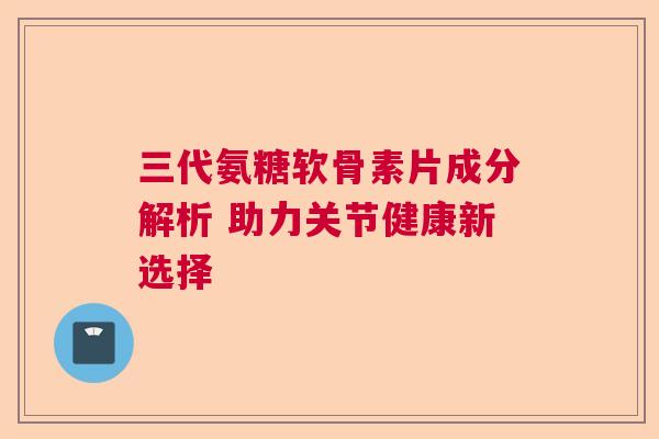 三代氨糖软骨素片成分解析 助力关节健康新选择
