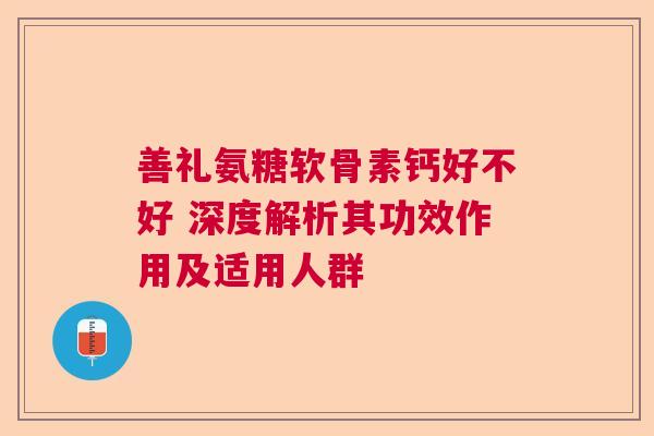 善礼氨糖软骨素钙好不好 深度解析其功效作用及适用人群