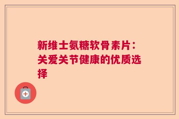 新维士氨糖软骨素片：关爱关节健康的优质选择