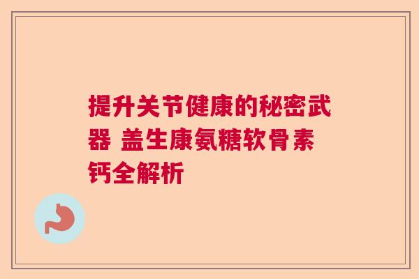 提升关节健康的秘密武器 盖生康氨糖软骨素钙全解析