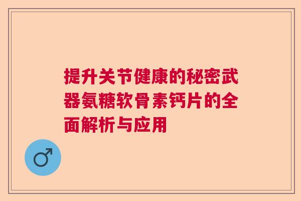 提升关节健康的秘密武器氨糖软骨素钙片的全面解析与应用