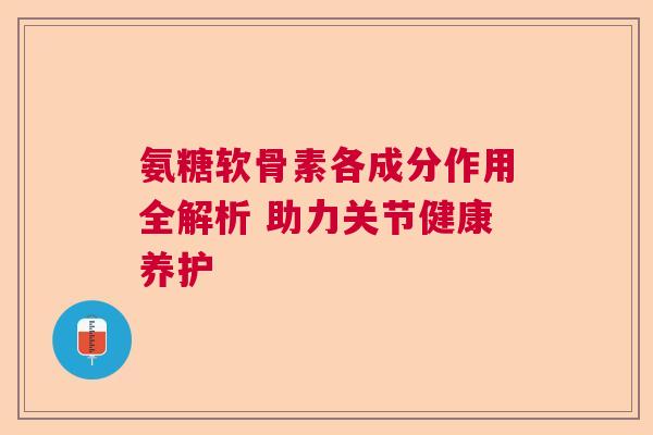 氨糖软骨素各成分作用全解析 助力关节健康养护