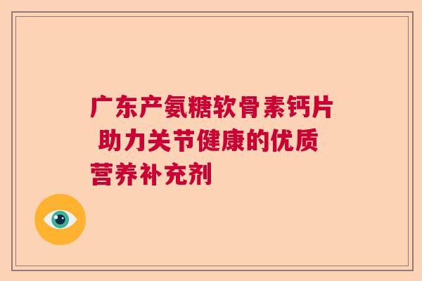 广东产氨糖软骨素钙片 助力关节健康的优质营养补充剂