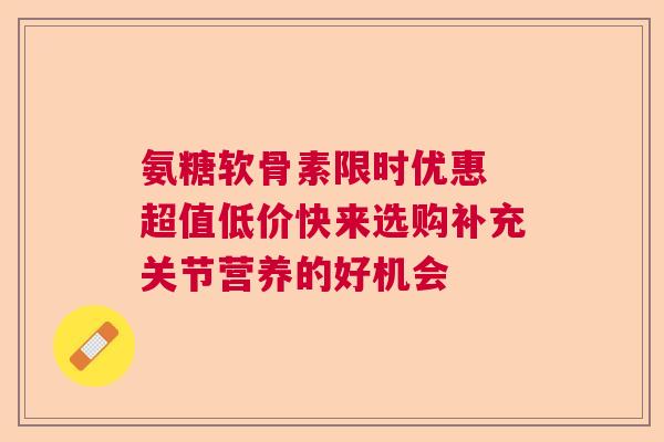 氨糖软骨素限时优惠 超值低价快来选购补充关节营养的好机会