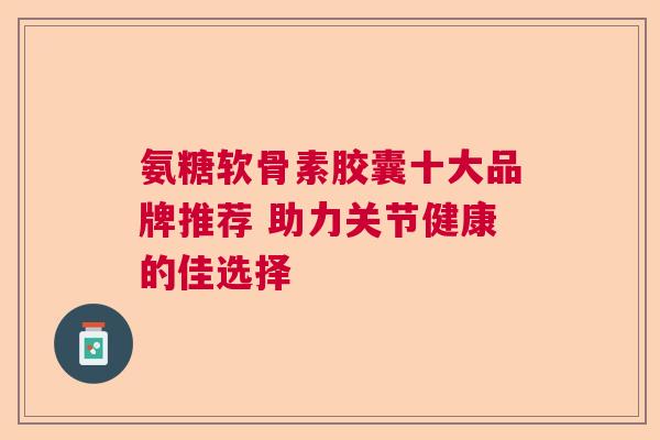 氨糖软骨素胶囊十大品牌推荐 助力关节健康的佳选择