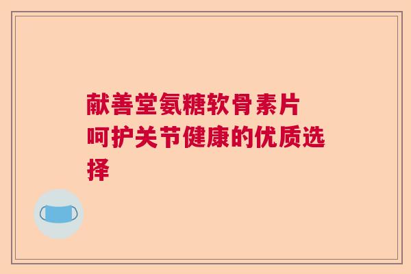 献善堂氨糖软骨素片 呵护关节健康的优质选择