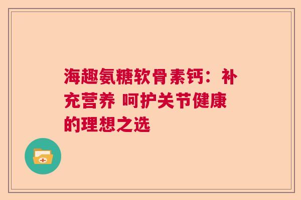 海趣氨糖软骨素钙：补充营养 呵护关节健康的理想之选