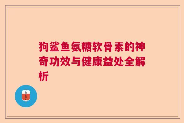 狗鲨鱼氨糖软骨素的神奇功效与健康益处全解析