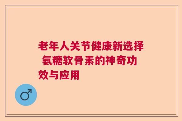 老年人关节健康新选择 氨糖软骨素的神奇功效与应用