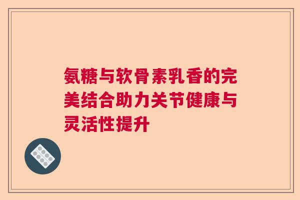 氨糖与软骨素乳香的完美结合助力关节健康与灵活性提升 氨糖与软骨素乳香的完美结合助力关节健康与灵活性提升