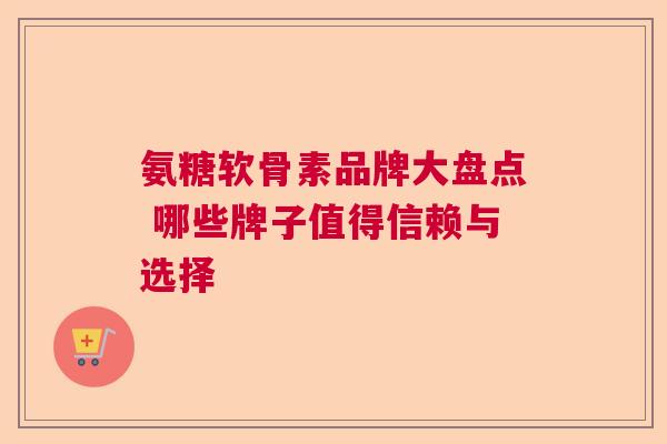氨糖软骨素品牌大盘点 哪些牌子值得信赖与选择