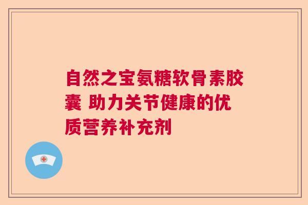 自然之宝氨糖软骨素胶囊 助力关节健康的优质营养补充剂