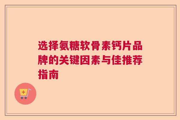 选择氨糖软骨素钙片品牌的关键因素与佳推荐指南